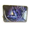 Large Magical Purple Butterfly Wall Art - 3D Crystal & Glitter Work Scenery with Golden Frame (45x30 cm, Midnight Blue & Purple)
