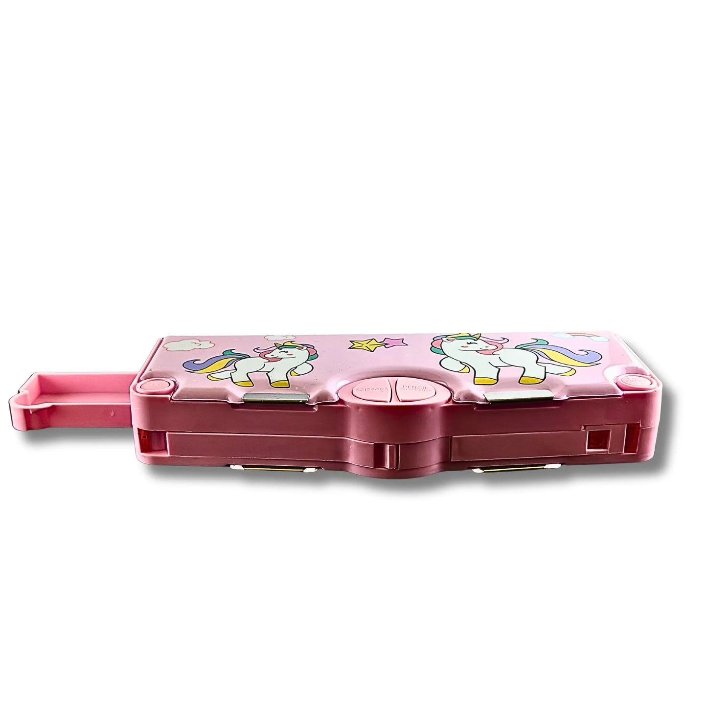 2-Sided Magnetic Pencil Box for Kids with Sharpener & Scissor | Unicorn Theme Multipurpose Stationery Box