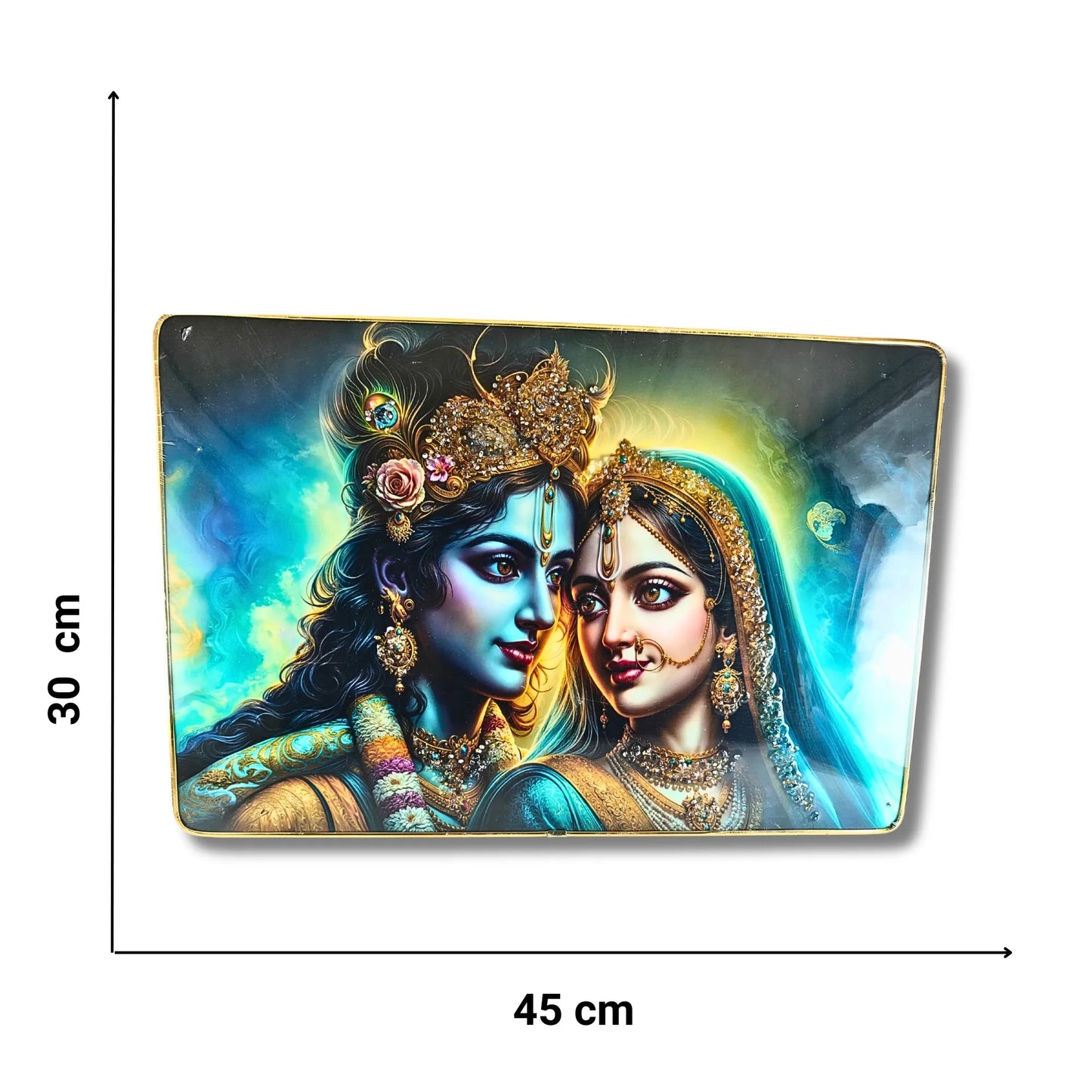 Premium Radha Krishna 3D Wall Art - Large Spiritual Home Decor 45x30 cm