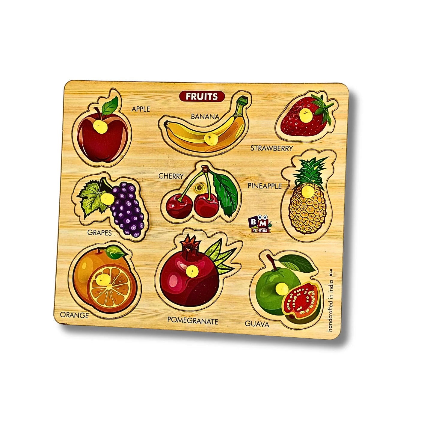 Wooden Educational Puzzle Board for Kids – Numbers, Fruits, Shapes & Body Parts Learning Toy