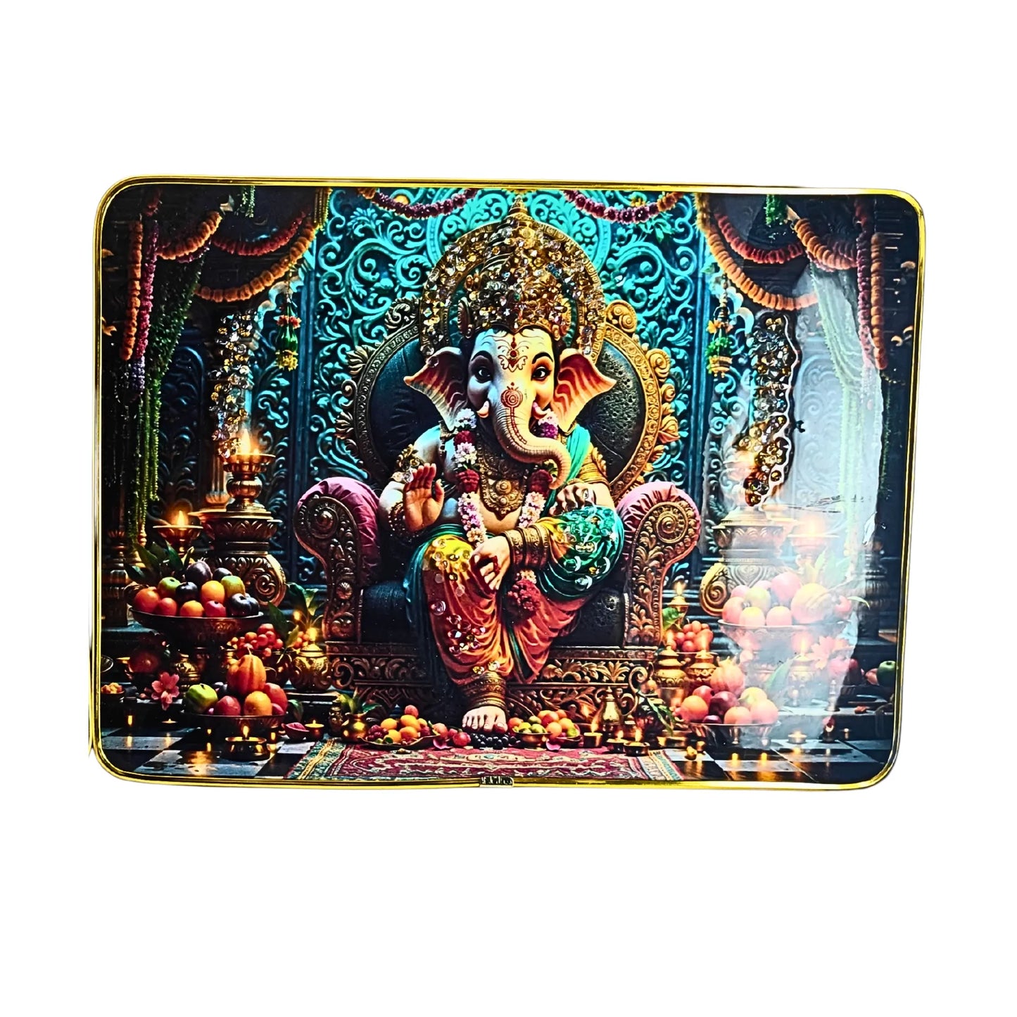 Saadhya Mart Premium Lord Ganesha 3D Wall Art Set – Divine Ganpati Scenery with Handcrafted Crystal & Glitter Work (Set of 2, 30x23 cm)