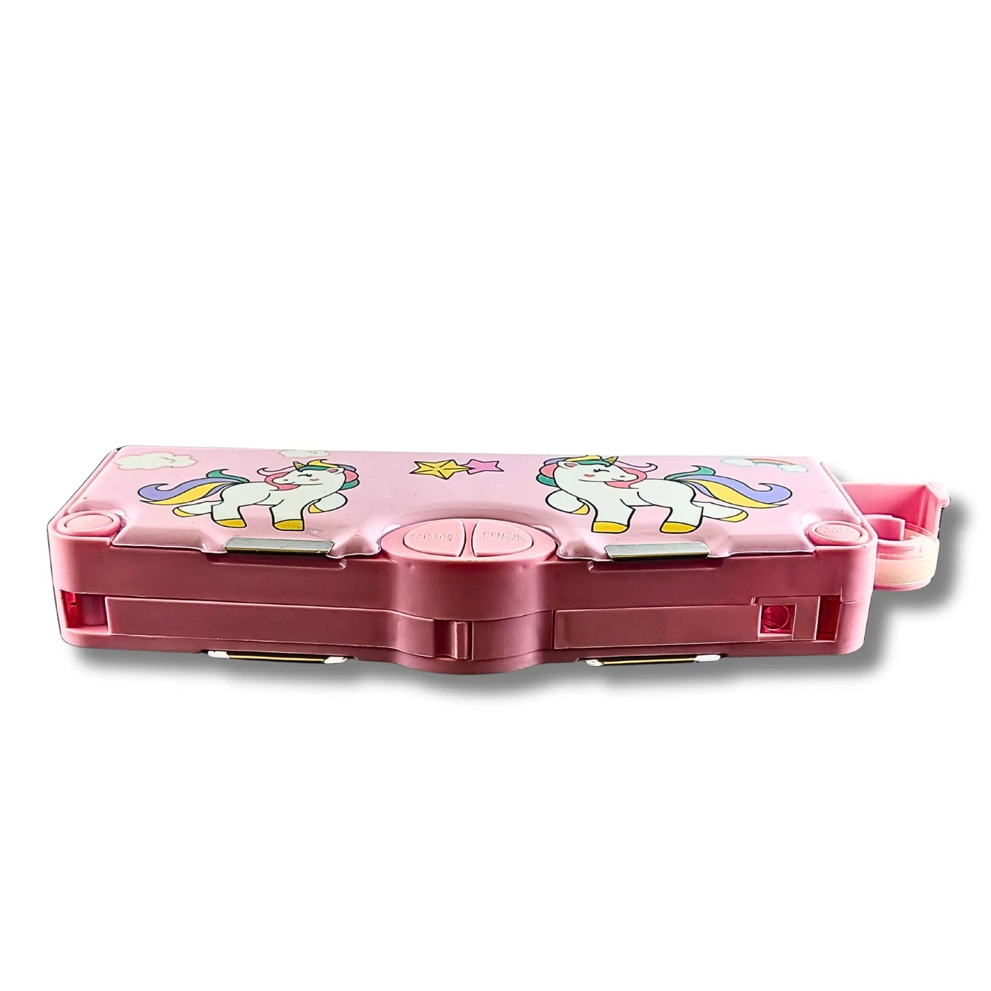 2-Sided Magnetic Pencil Box for Kids with Sharpener & Scissor | Unicorn Theme Multipurpose Stationery Box