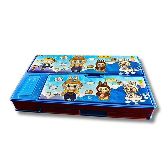 Cute Explorer Blue Jumbo Pencil Box – Multi-Functional Stationery Organizer with Built-in Sharpener