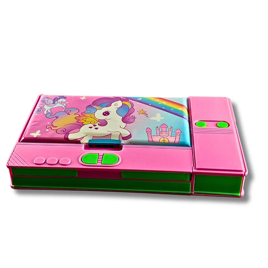 Magical Pink Fantasy Multi-Function Pencil Box for Kids | Unicorn Rainbow Stationery Organizer
