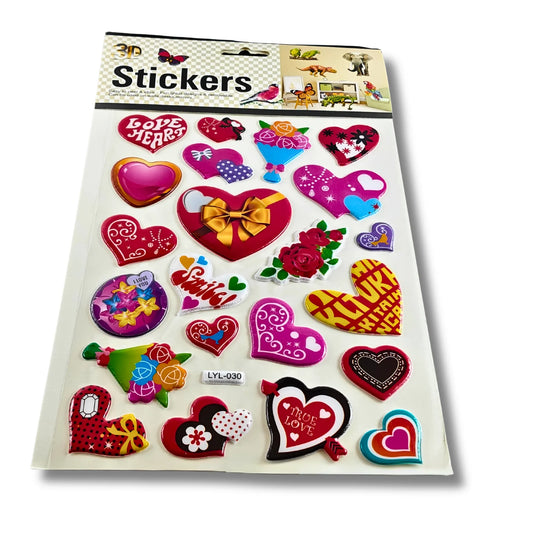 3D Love & Heart Stickers  Colourful Romantic Decorative Stickers