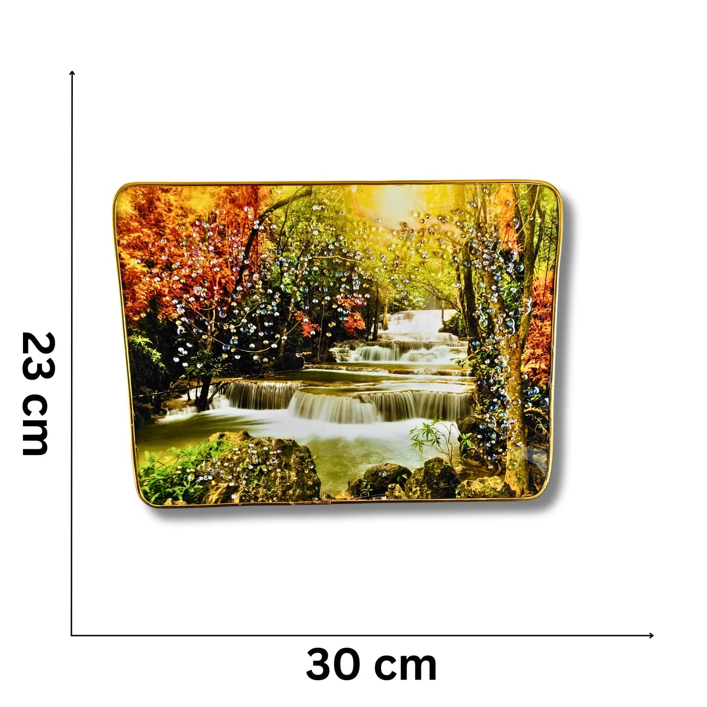 3D Nature Waterfall Wall Art Set (2 Panels) – Luxury Crystal Stone Wall Decor for Living Room, Bedroom & Office