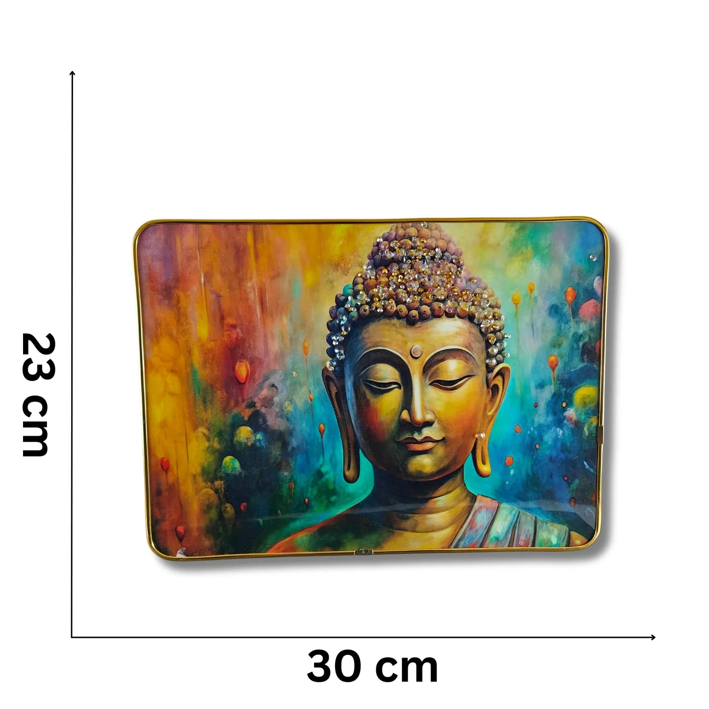 Saadhya Mart Spiritual Nature Series – 3D Textured Meditating Buddha & Waterfall Landscape with Luxury Golden Frame.