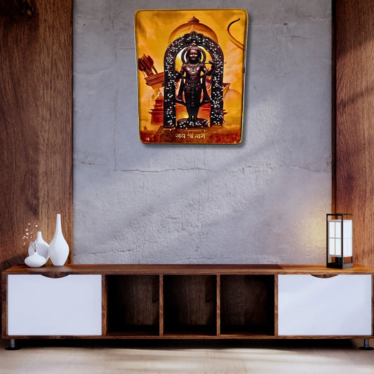 Makhan Chor Krishna & Jai Shree Ram Wall Frame Set of 2 | Hindu God Frames for Home, Mandir & Gift