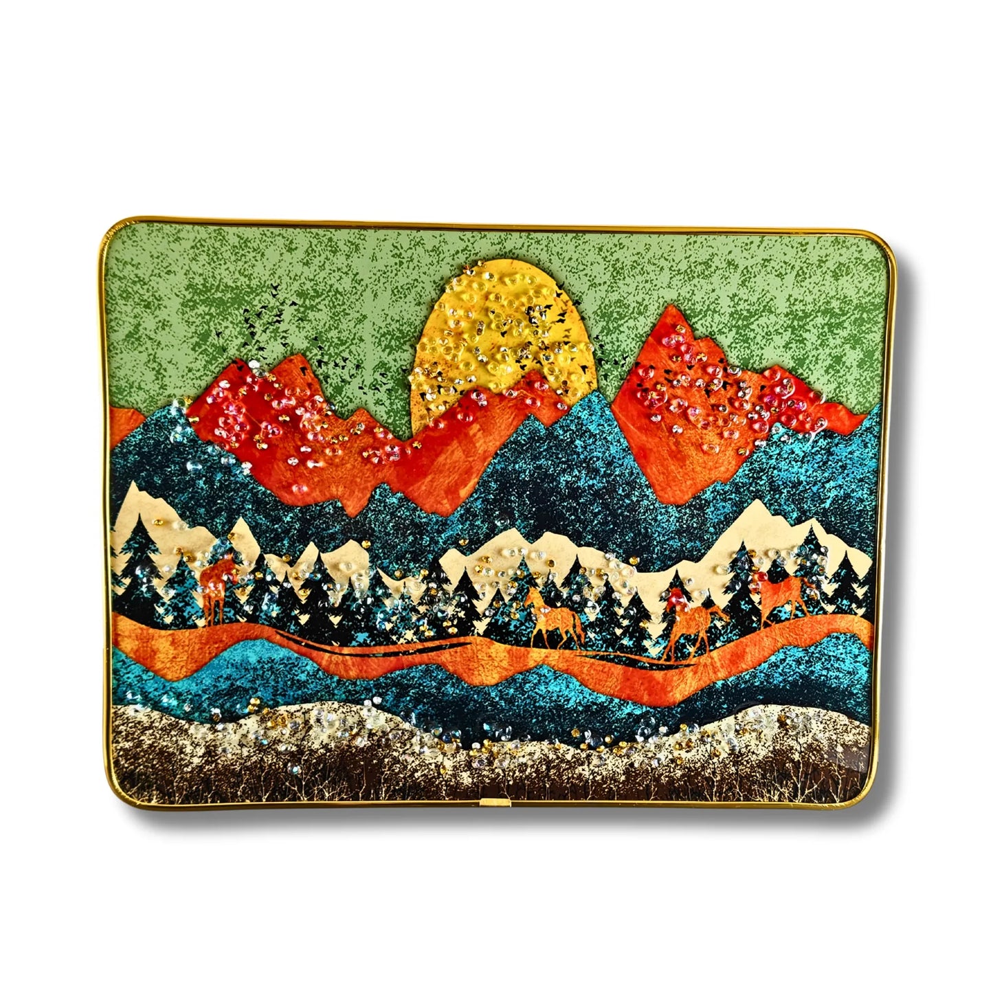 Set of 2 Modern 3D Crystal and Bead Landscape Frames |