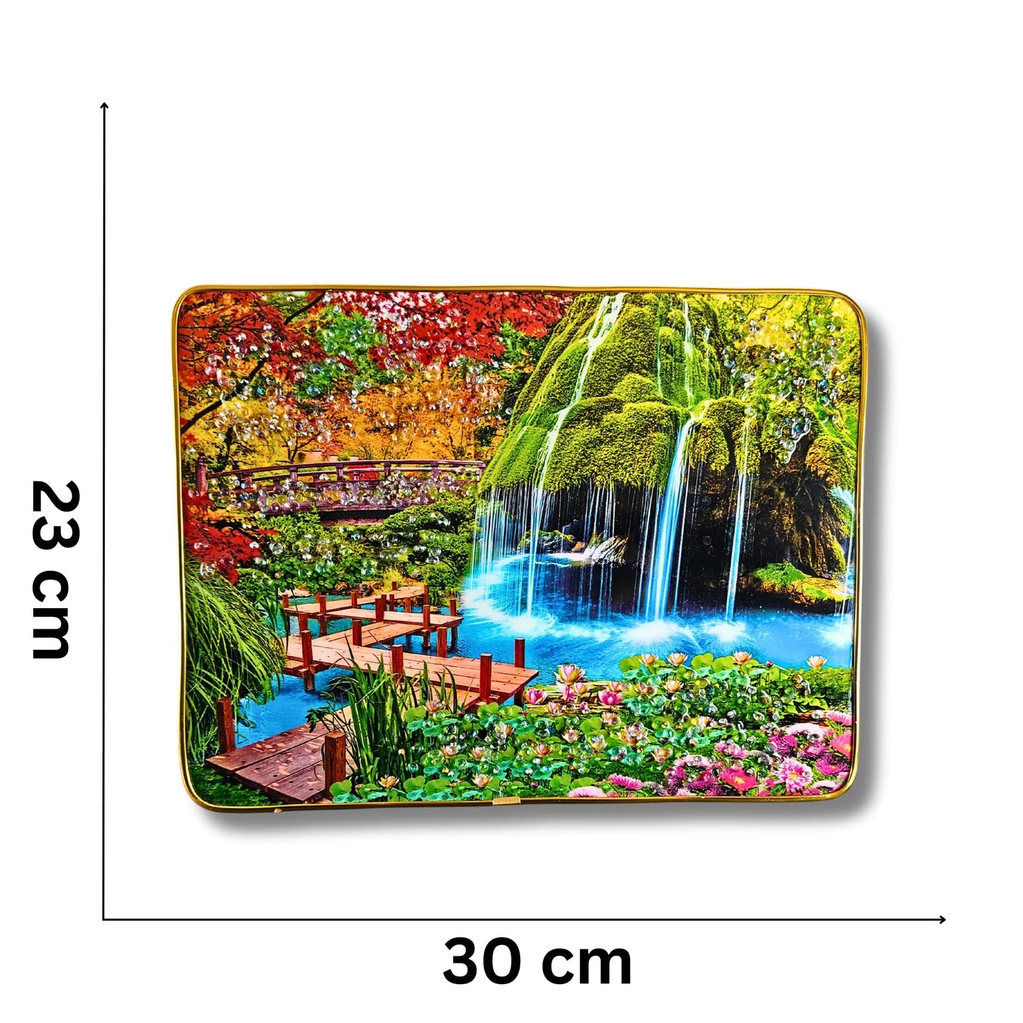 3D Nature Waterfall Wall Art Set (2 Panels) – Luxury Crystal Stone Wall Decor for Living Room, Bedroom & Office