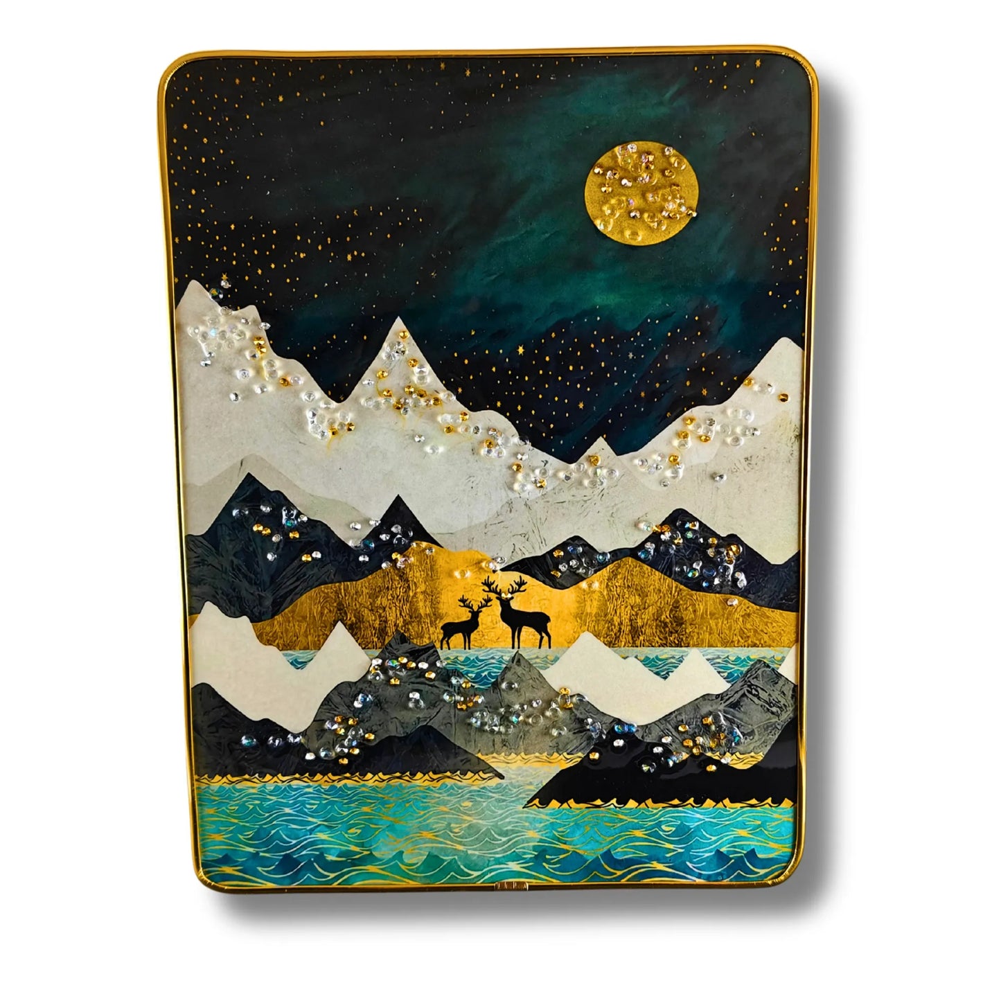 Set of 2 Modern 3D Crystal and Bead Landscape Frames |
