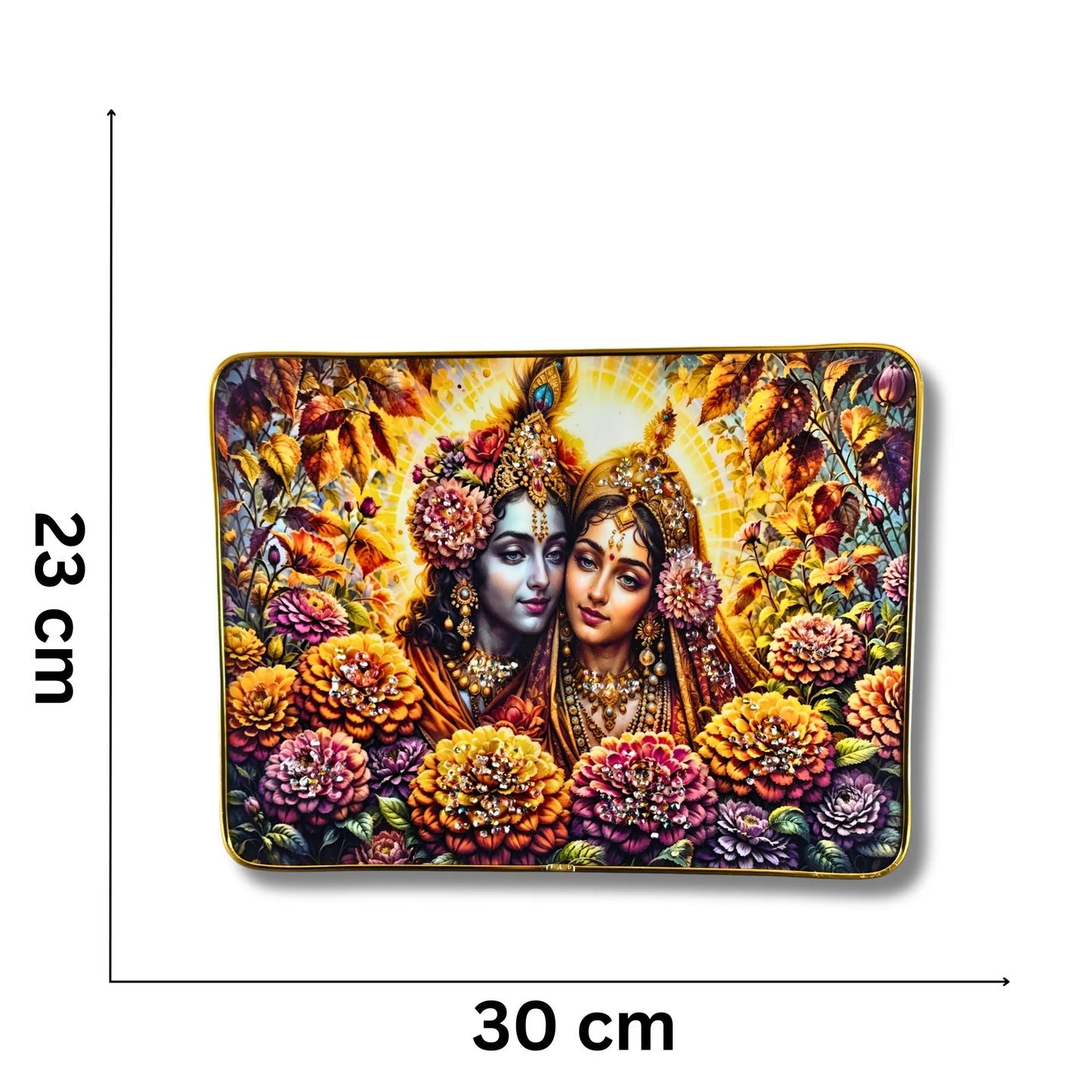 Radha Krishna & Ganesh Wall Frame Set of 2 | Modern Religious Frames for Living Room, Temple & Gift