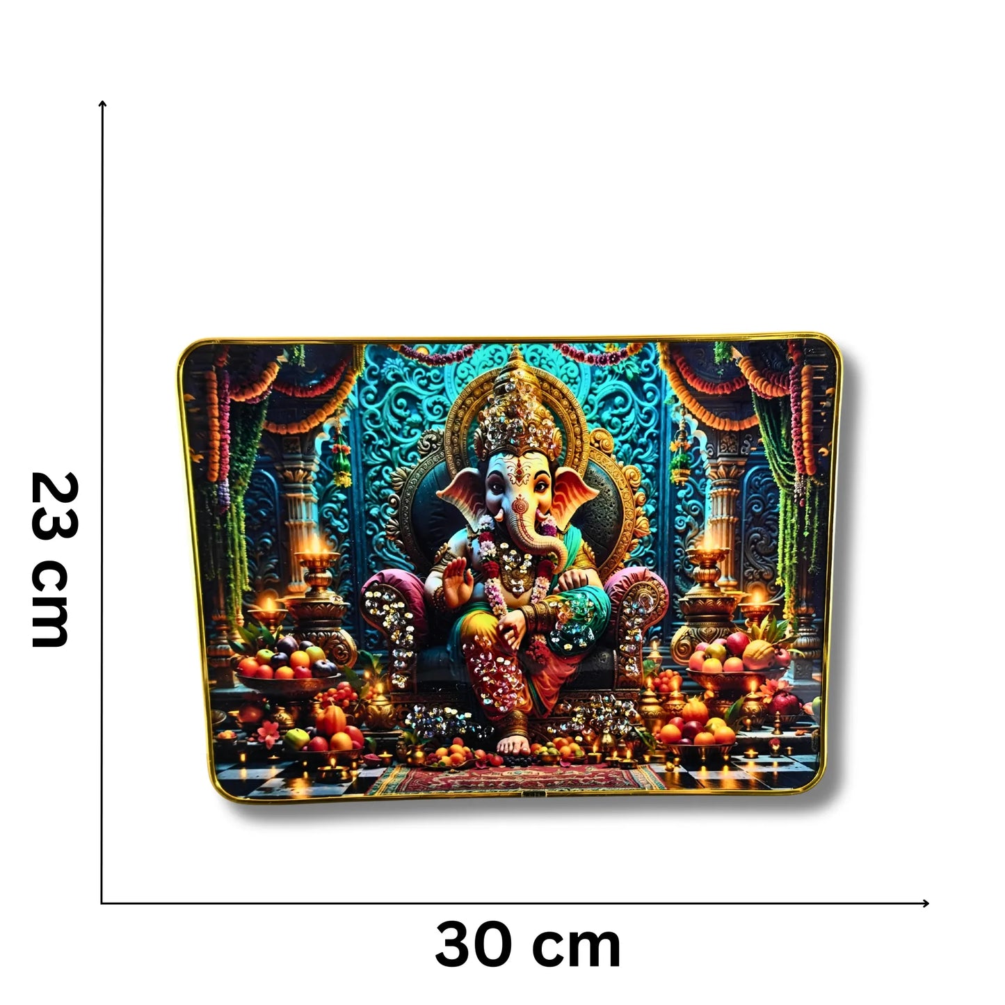 Radha Krishna & Ganesh Wall Frame Set of 2 | Modern Religious Frames for Living Room, Temple & Gift