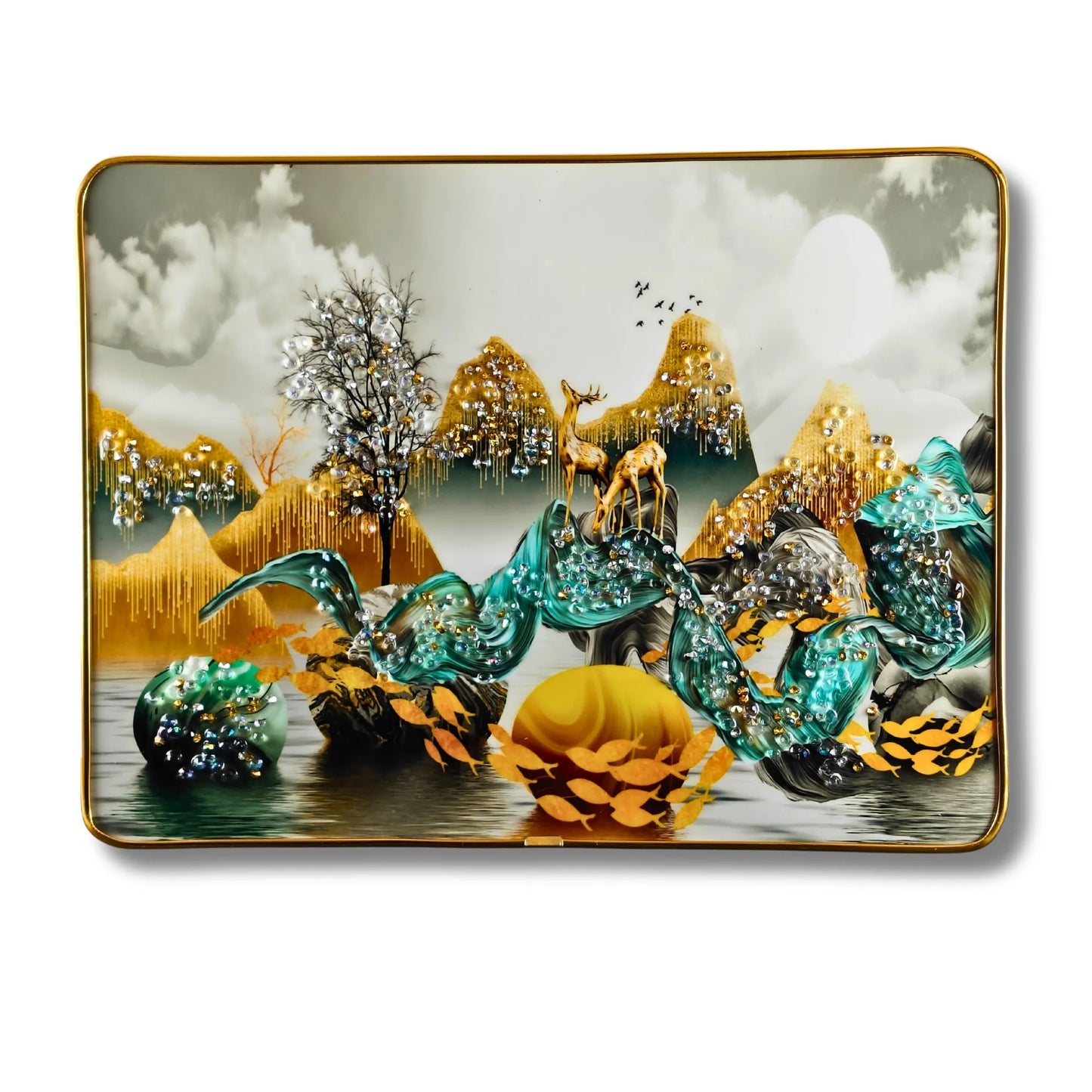 3D Beaded and Crystal Art Frames | Set of 2 Premium Wall Hanging