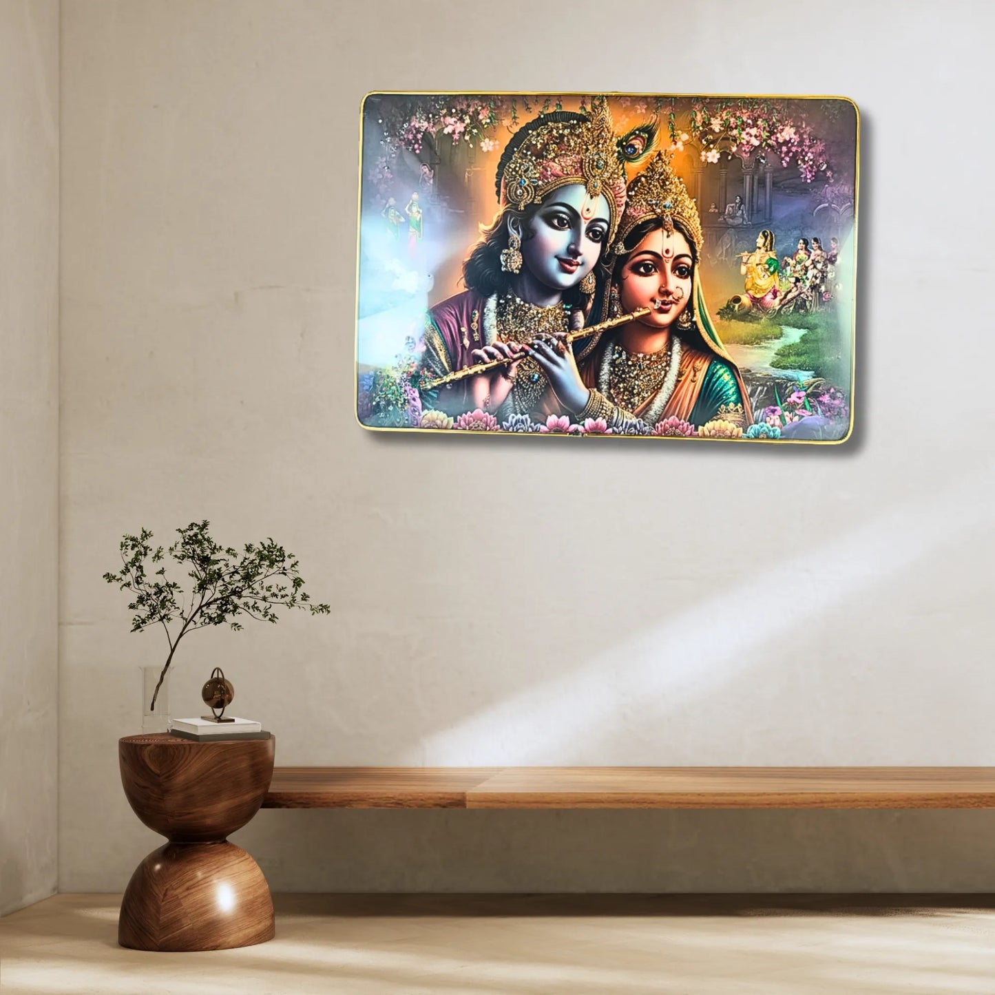 Saadhya Mart Radha Krishna MDF Wall Decor Frame (30 x 44 cm) – Spiritual Wall Hanging Art for Home, Temple & Living Room | Premium Printed Frame (Without Glass)