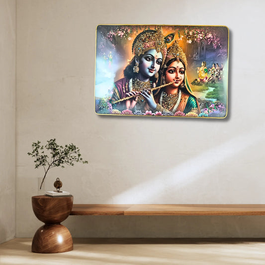 Saadhya Mart Radha Krishna MDF Wall Decor Frame (30 x 44 cm) – Spiritual Wall Hanging Art for Home, Temple & Living Room | Premium Printed Frame (Without Glass)
