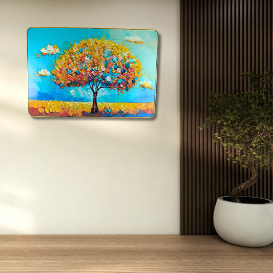 Zenith of Peace Nature Series – 3D Textured Landscape Wall Hanging with Golden Frame.