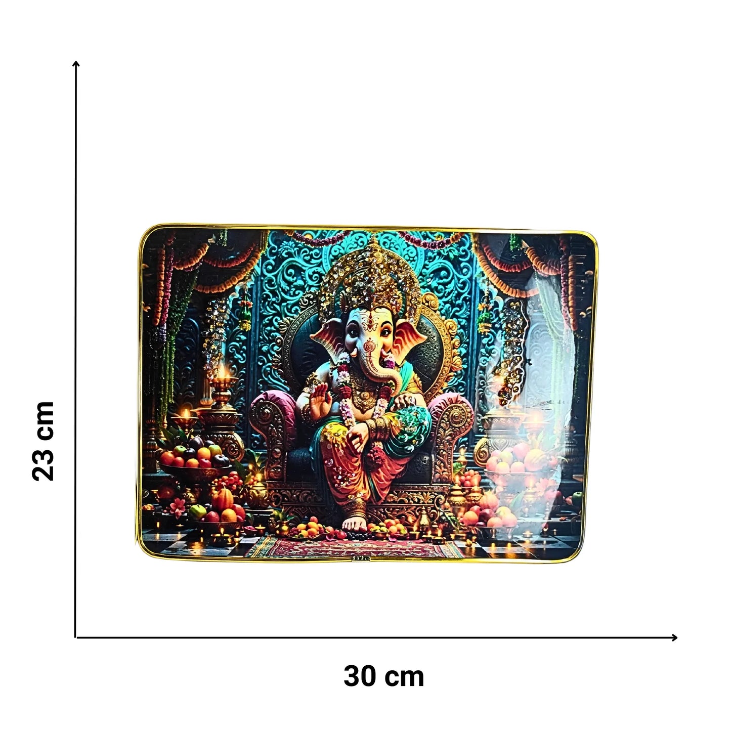 Saadhya Mart Premium Lord Ganesha 3D Wall Art Set – Divine Ganpati Scenery with Handcrafted Crystal & Glitter Work (Set of 2, 30x23 cm)