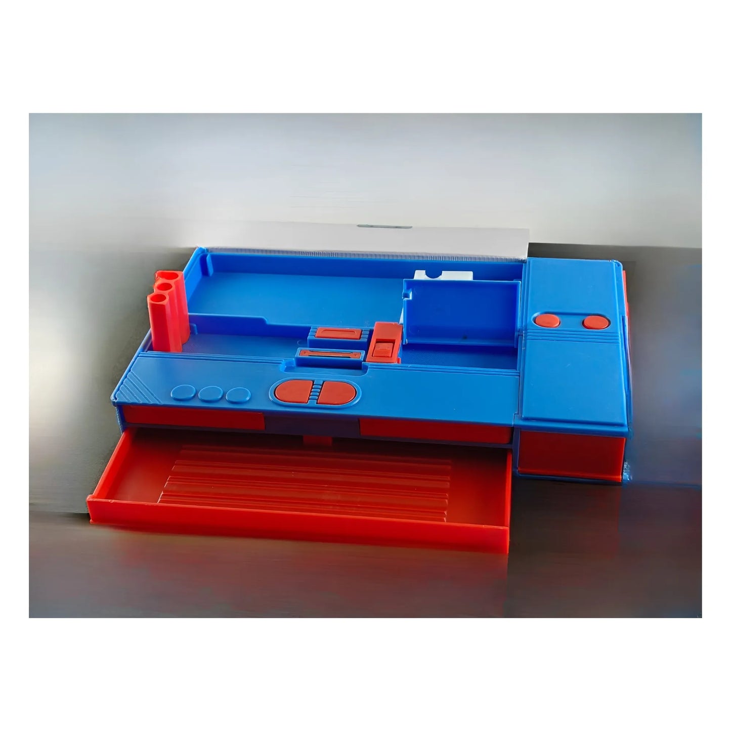 Cute Explorer Blue Jumbo Pencil Box – Multi-Functional Stationery Organizer with Built-in Sharpener