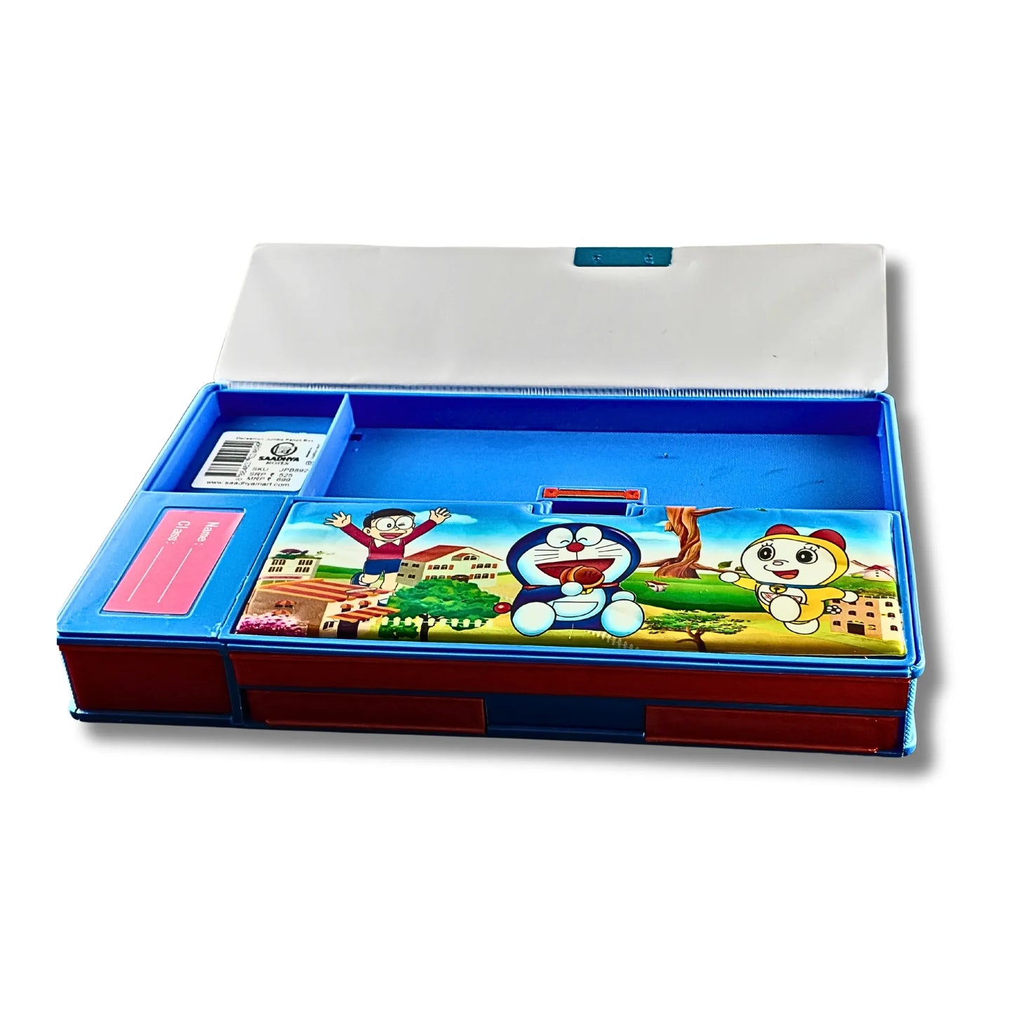 Blue Adventure Theme Multi-Function Pencil Box for Kids | Cartoon Stationery Organizer Case