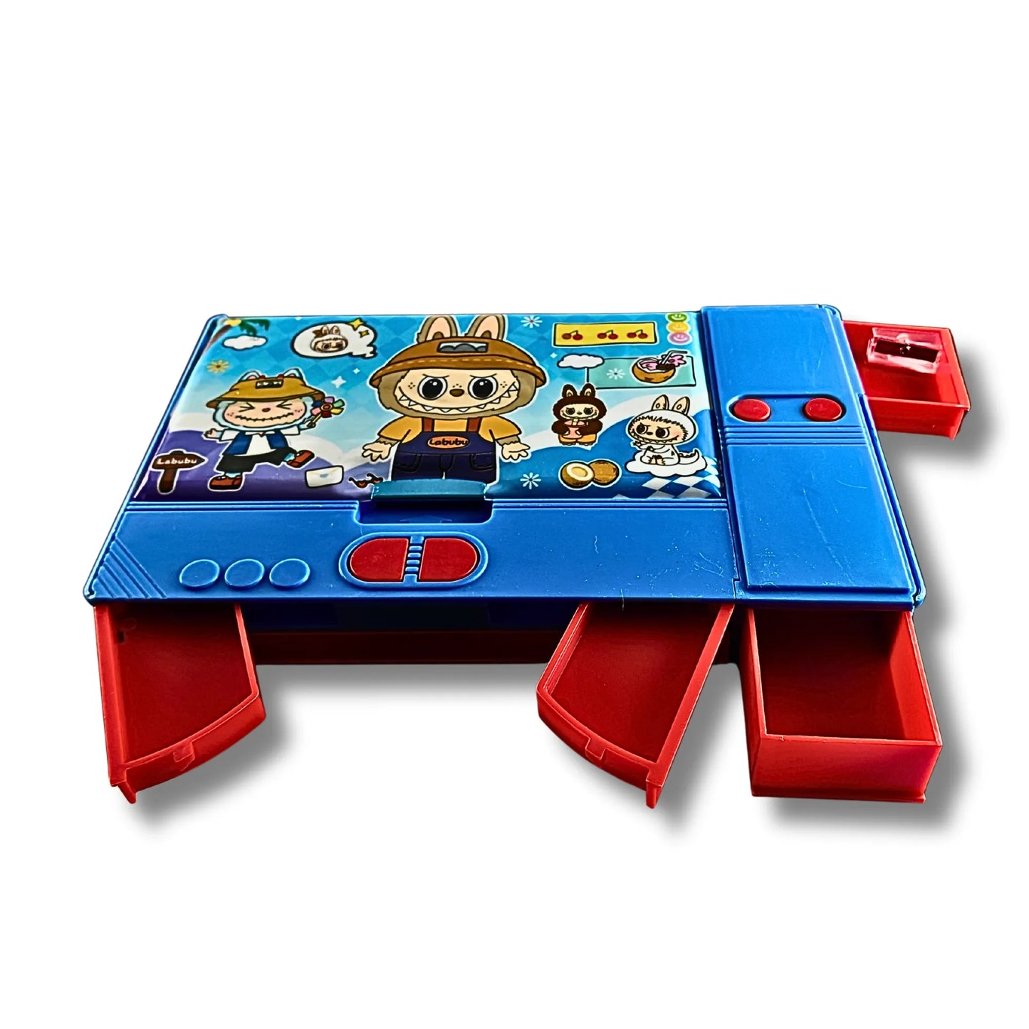 Cute Explorer Blue Jumbo Pencil Box – Multi-Functional Stationery Organizer with Built-in Sharpener