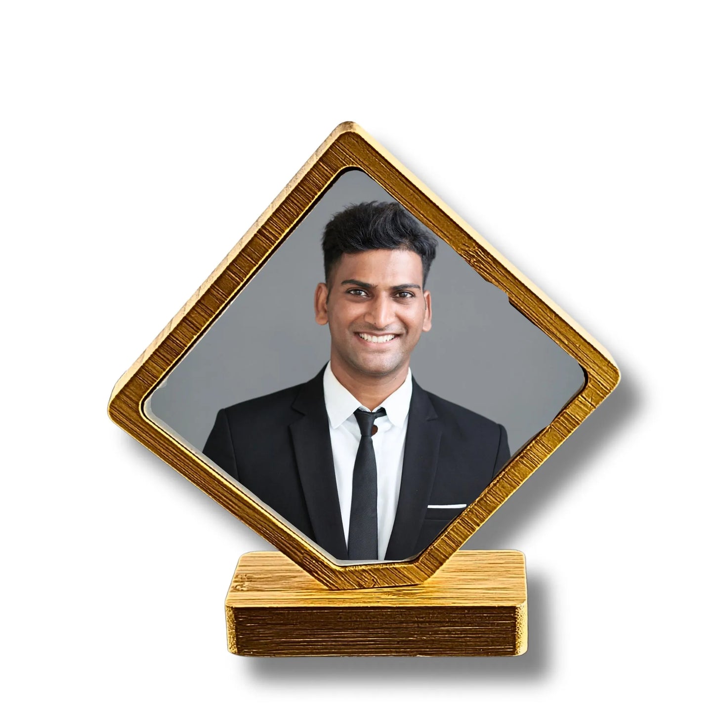 Personalized Diamond Golden Photo Frame - Custom Gift for All Occasions