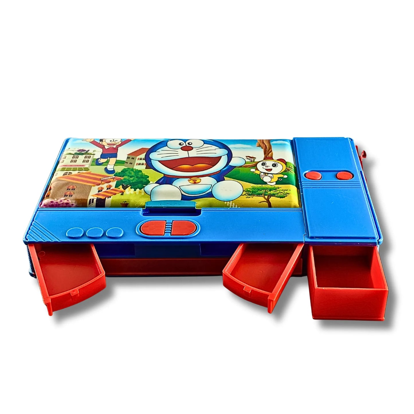Blue Adventure Theme Multi-Function Pencil Box for Kids | Cartoon Stationery Organizer Case