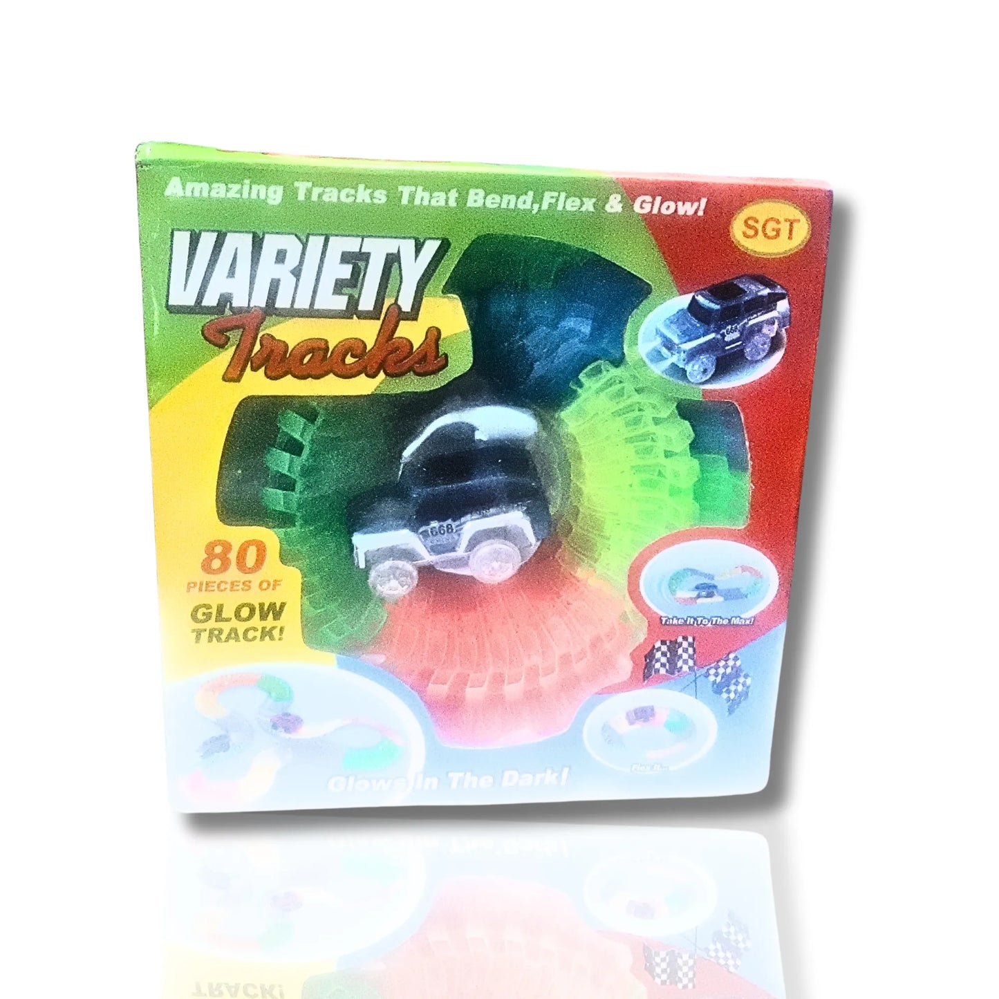 80-Piece Glow Track Variety Set with LED Light-Up Car for Kids
