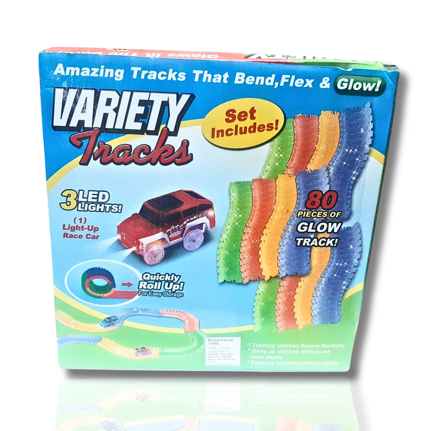 80-Piece Glow Track Variety Set with LED Light-Up Car for Kids
