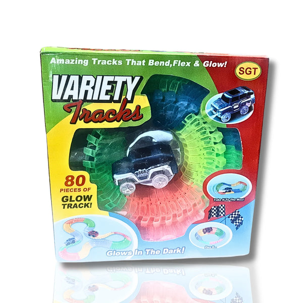 80-Piece Glow Track Variety Set with LED Light-Up Car for Kids