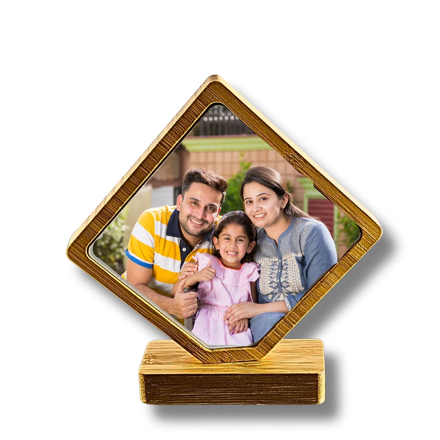 Personalized Diamond Golden Photo Frame - Custom Gift for All Occasions