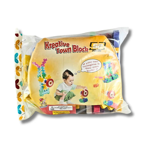 Kreative Town Block Building Set for Kids | 52 Pieces Interlocking Construction Blocks | Educational Creative Puzzle Toy for Boys & Girls