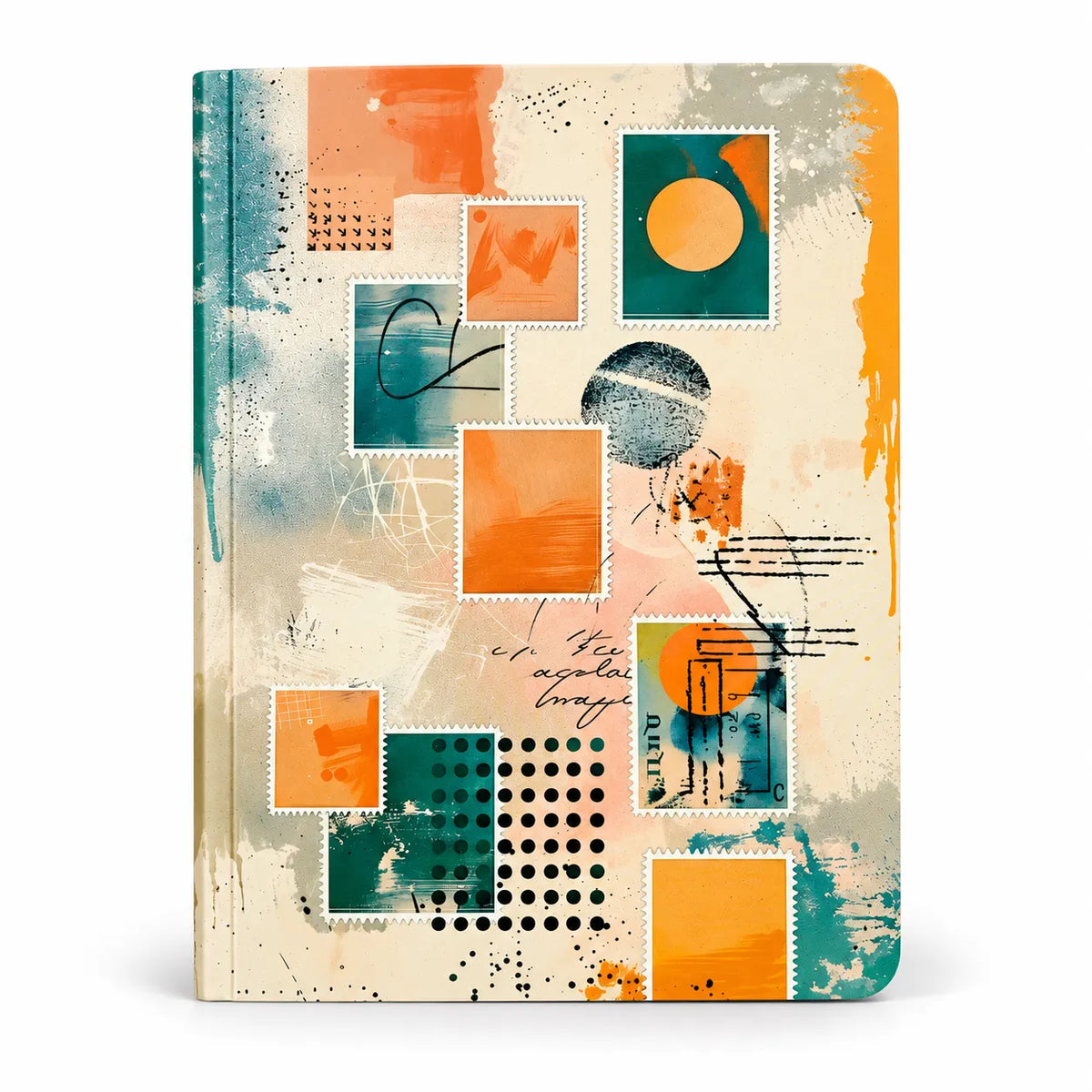 Abstract Postcard Collage Ruled Notebook, 192 Pages