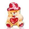 Peach Teddy Bear with Red Heart & Velvet Red Hat | Soft Plush Teddy Bear Toy for Kids, Girlfriend, Birthday & Valentine's Gift