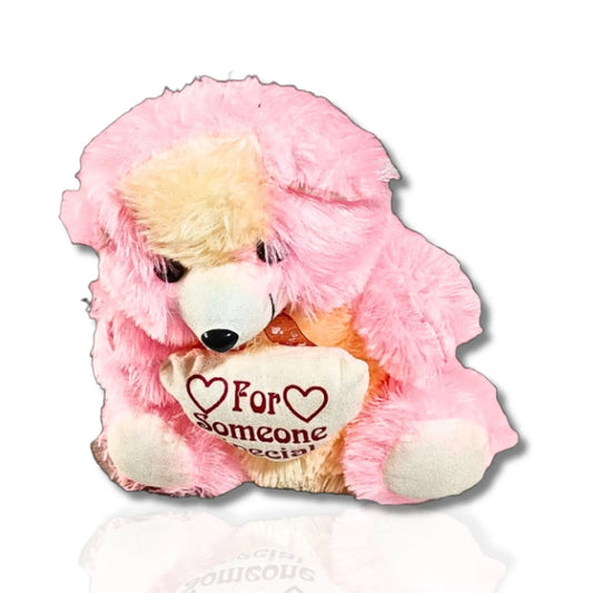 32cm Adorable Pink Teddy Bear with “For Someone Special” Heart Cushion | Soft Plush Teddy Gift for Kids, Girls & Loved Ones