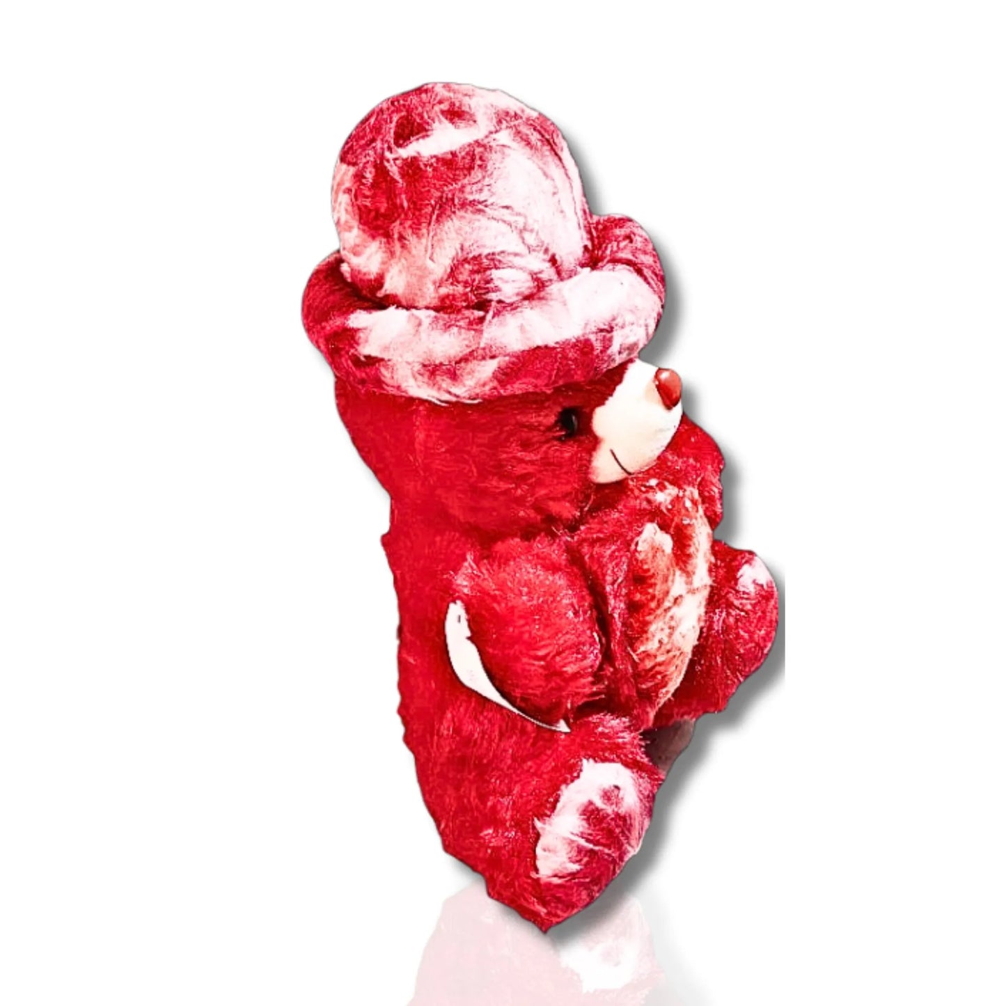 32cm Red Teddy Bear with Velvet Cap & Heart Cushion | Soft Plush Teddy Bear Gift for Kids, Girlfriend, Birthday & Valentine's Day
