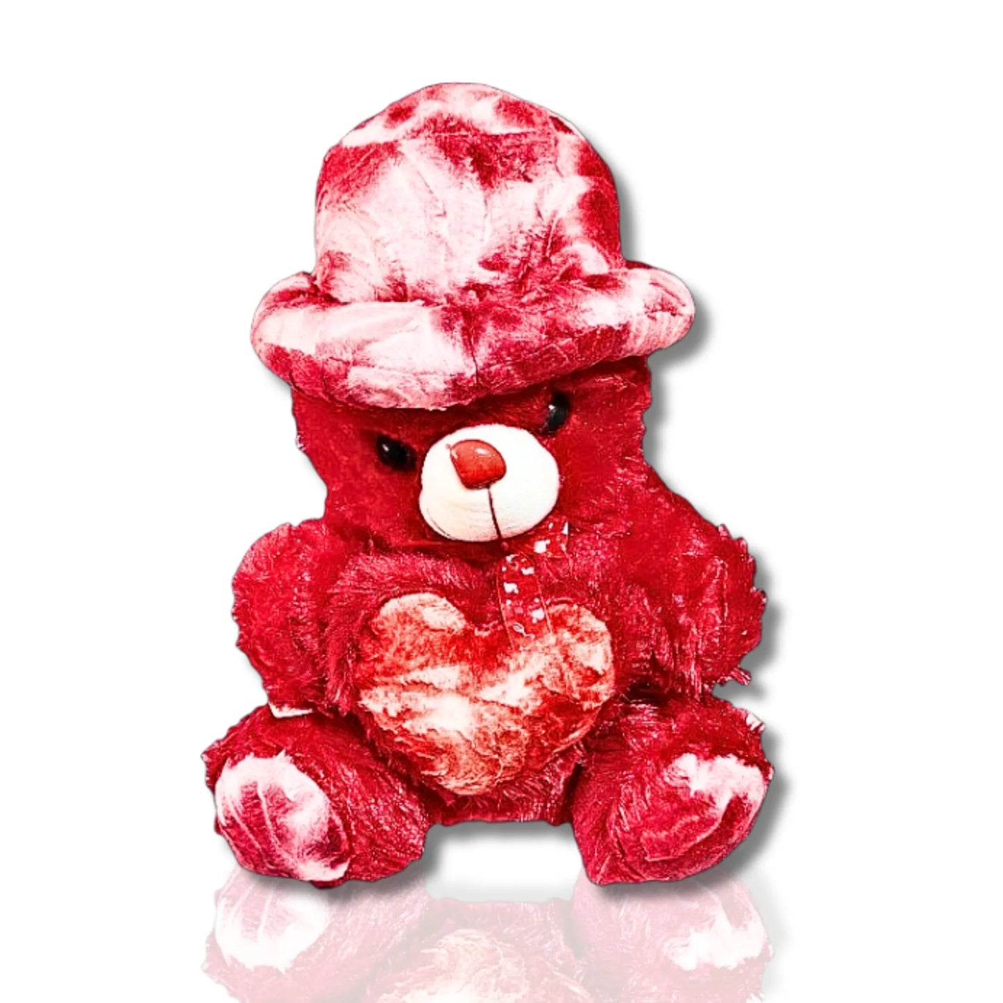 32cm Red Teddy Bear with Velvet Cap & Heart Cushion | Soft Plush Teddy Bear Gift for Kids, Girlfriend, Birthday & Valentine's Day
