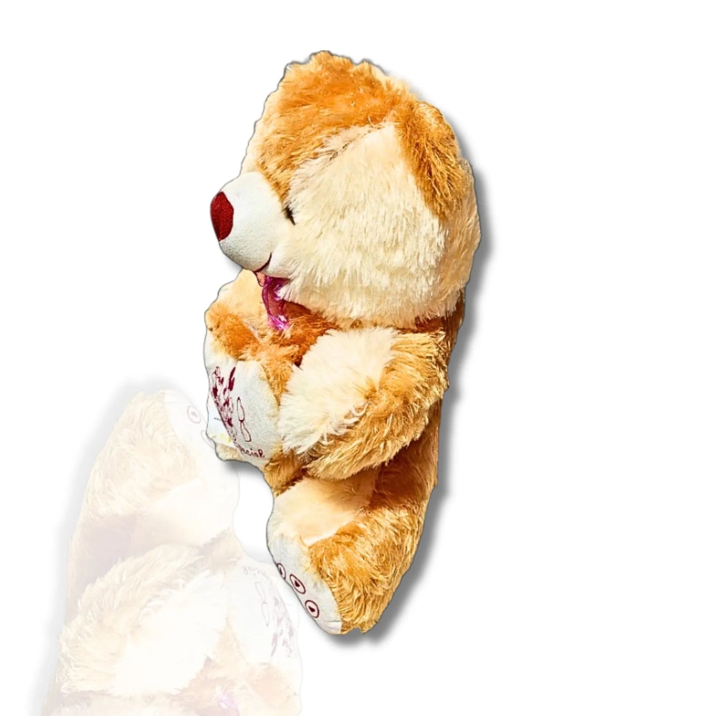 Plush toy lion lying on a white background