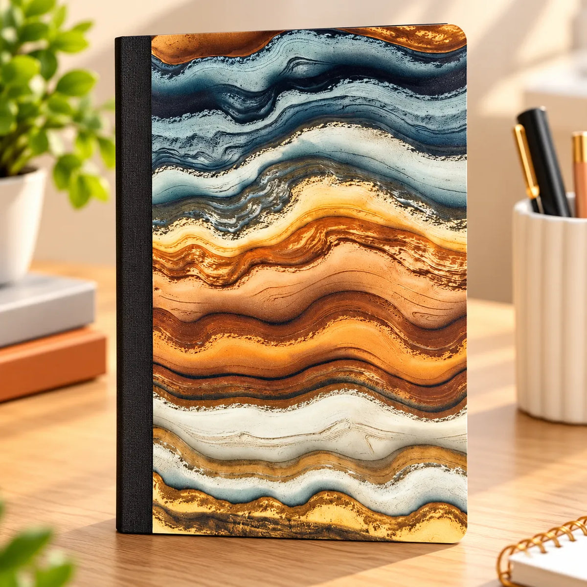 Agate Marble Wave Notebook – 192 Pages | A5-Style Compact Ruled Notebook