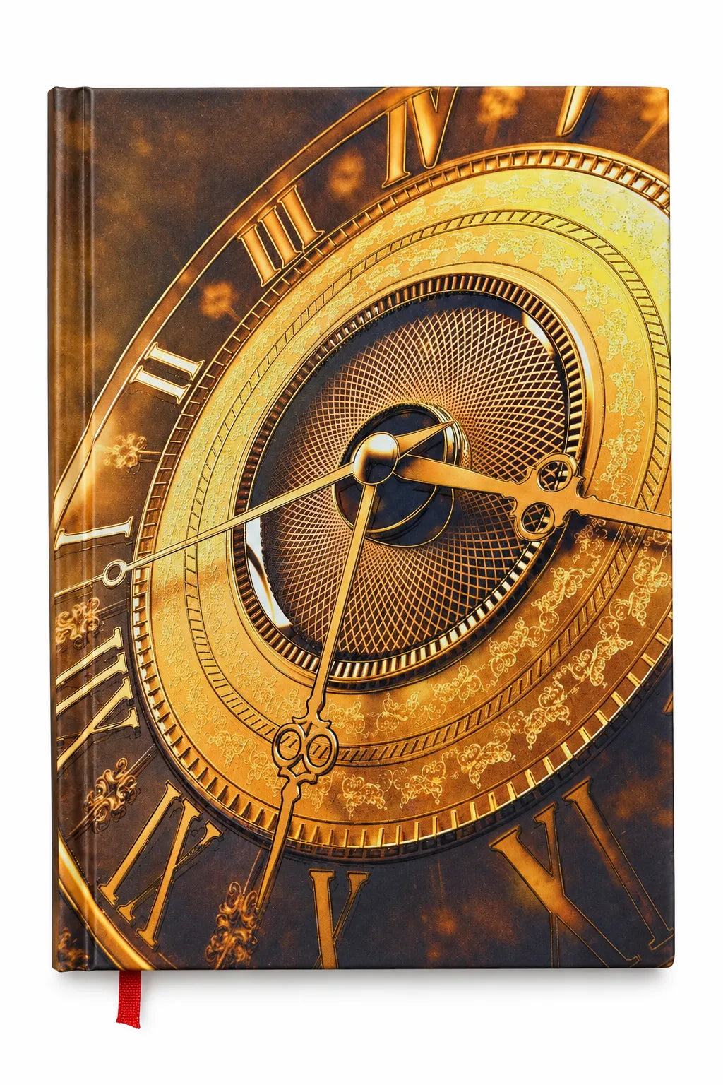 Antique Golden Clockwork Hardcover Ruled Notebook – 16 × 21 cm