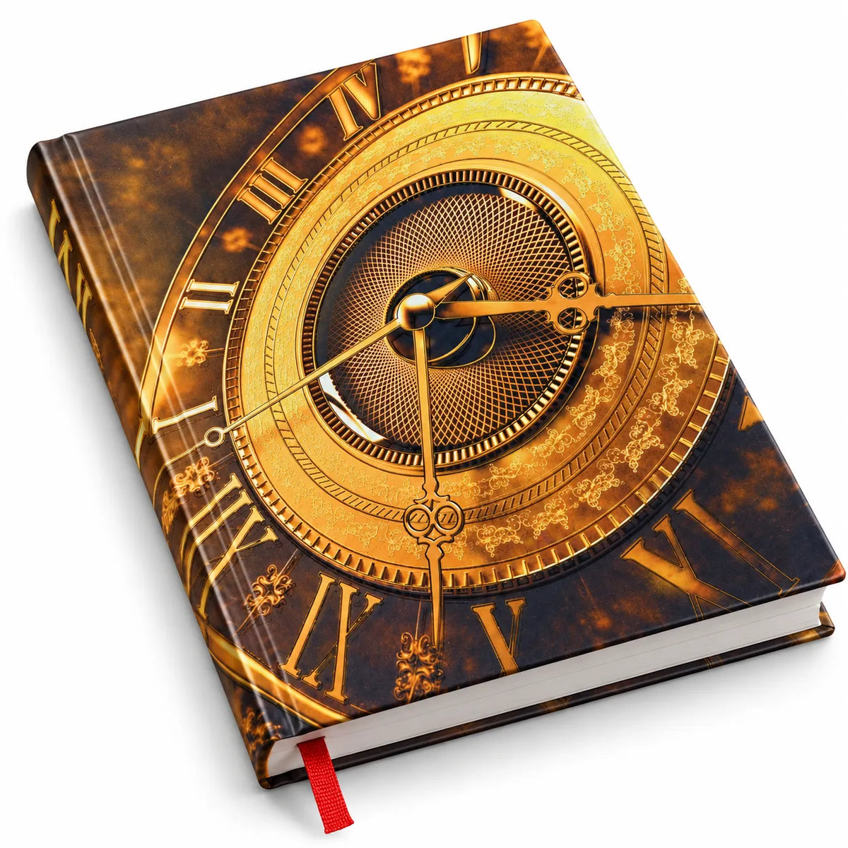 Antique Golden Clockwork Hardcover Ruled Notebook – 16 × 21 cm