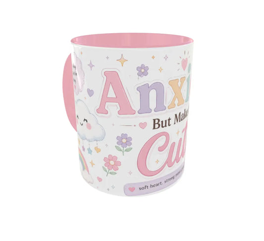Anxiety But Make It Cute Pink Ceramic Mug