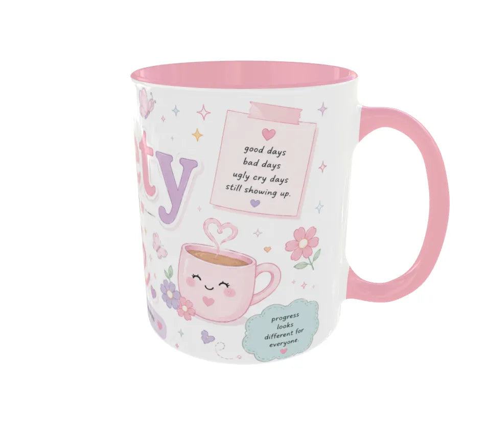 Anxiety But Make It Cute Pink Ceramic Mug