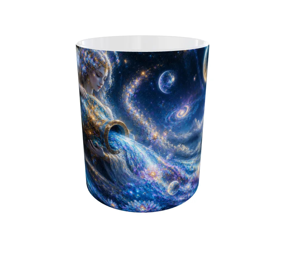 Aquarius Zodiac Ceramic Mug – Premium Cosmic Water Bearer Coffee Mug | 325 ml Gift for Aquarius Men & Women