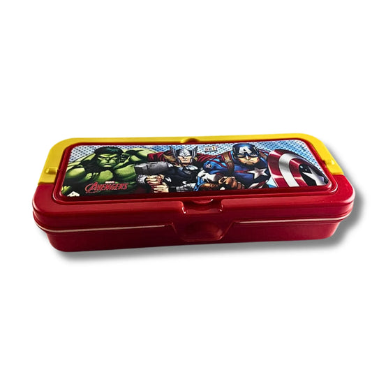 Avengers Superhero Pencil Box with Whiteboard & Organizer Tray | Marvel Multi-Compartment School Pencil Case for Kids | Stationery Storage Box