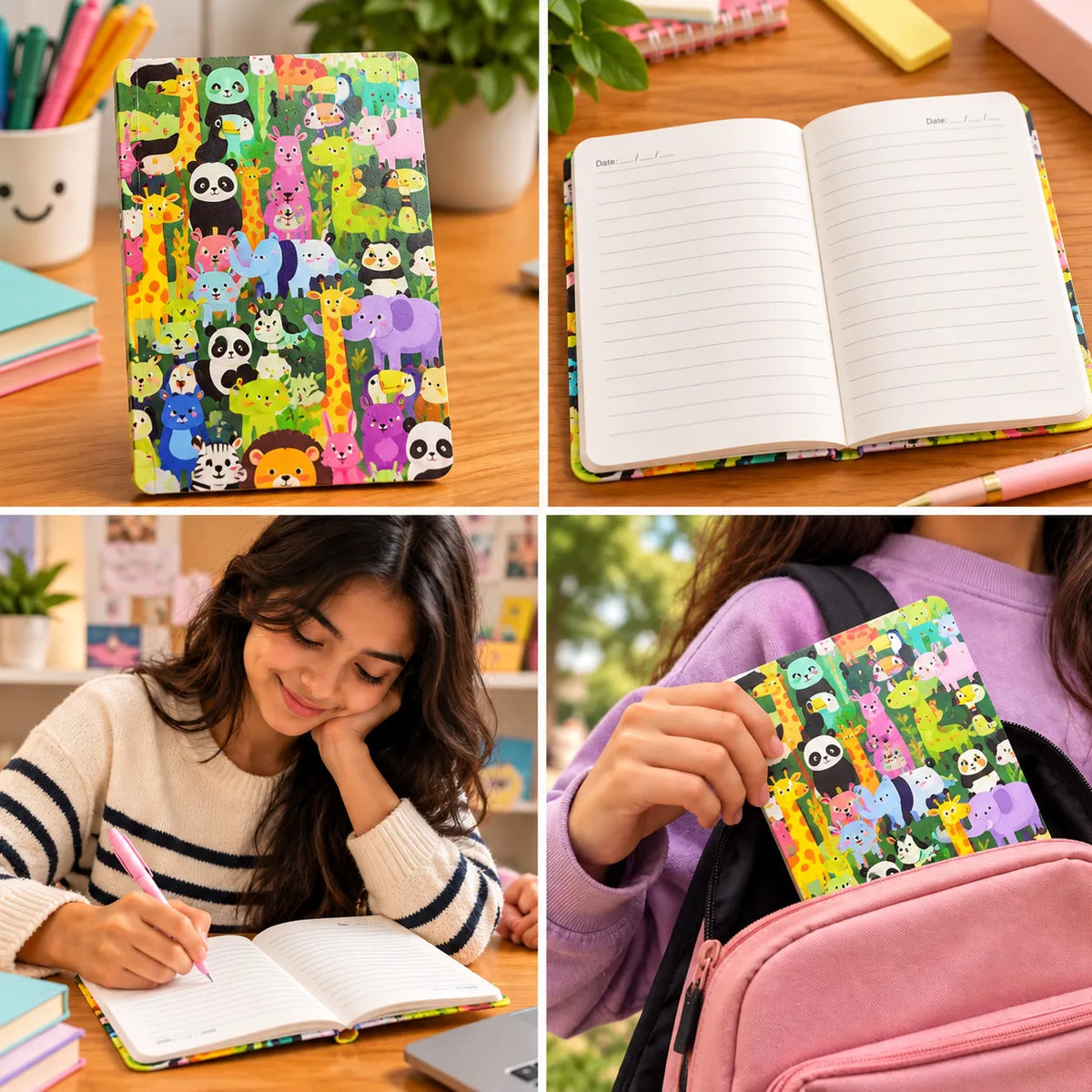 BE WILD Colorful Animal Notebook – Soft Cover Ruled Diary, 192 Pages, 18 × 12.5 cm