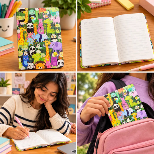 BE WILD Colorful Animal Notebook – Soft Cover Ruled Diary, 192 Pages, 18 × 12.5 cm
