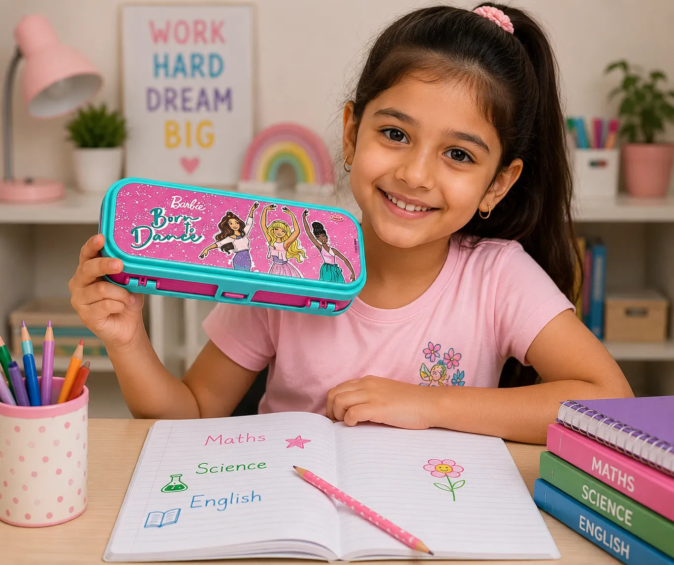 Barbie Born to Dance Pencil Box for Girls | Multi-Compartment Plastic Pencil Case | School Stationery Organizer Box