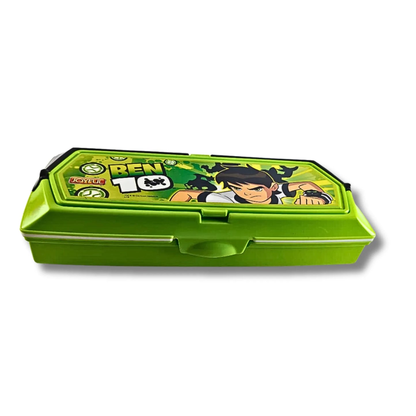 Ben 10 Kids Pencil Box with Whiteboard & Stationery Organizer | Multi-Compartment School Pencil Case for Boys | Green Cartoon Pencil Box