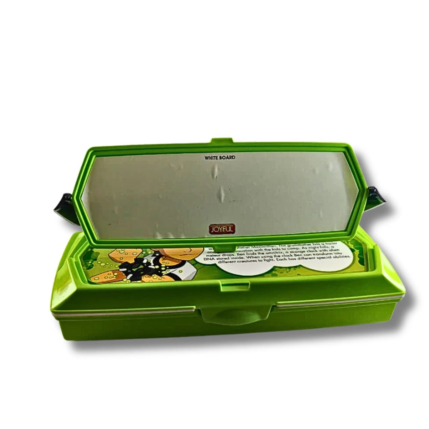 Ben 10 Kids Pencil Box with Whiteboard & Stationery Organizer | Multi-Compartment School Pencil Case for Boys | Green Cartoon Pencil Box